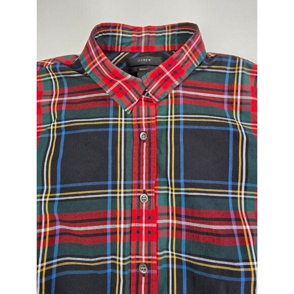 J. Crew Size 6 Womens Perfect Red Green Black White Check Long Sleeve L/S Shirt - Picture 1 of 9